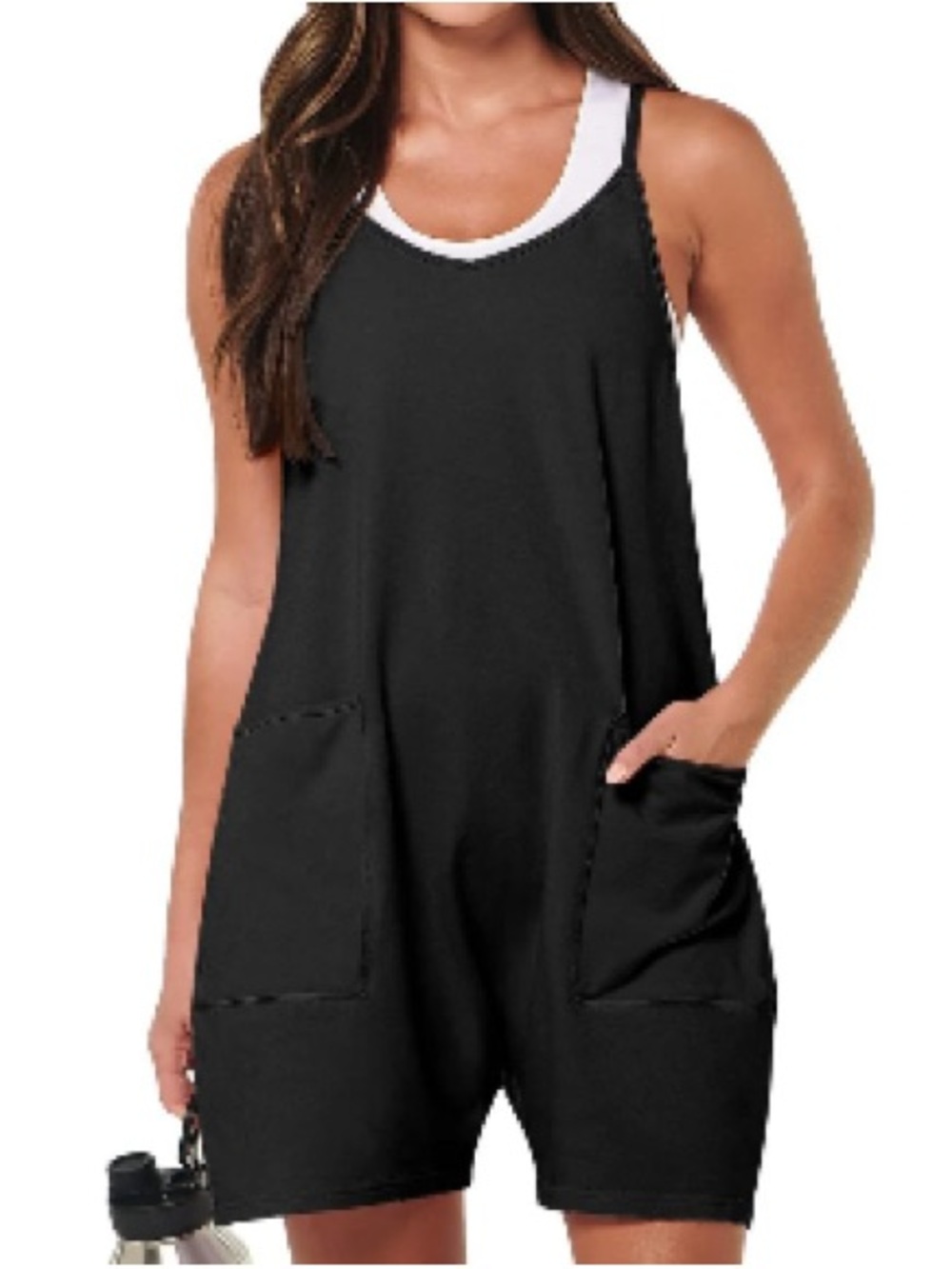 Everyday Black Sleeveless Pocket Romper